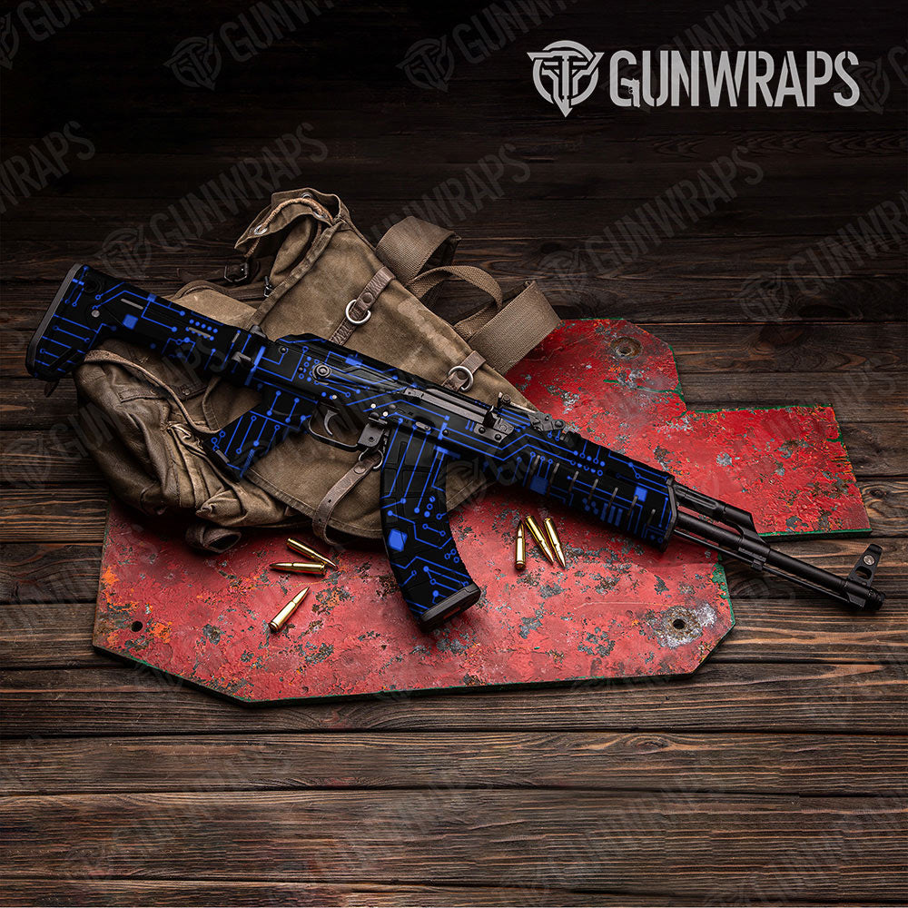 AK-47 Circuit Board Blue Gun Skin Vinyl Wrap