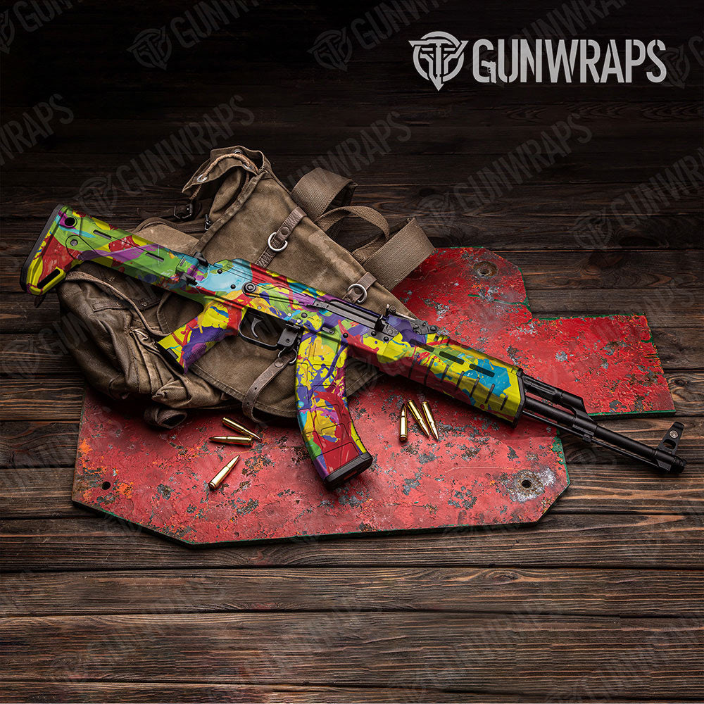 Paint Splatter Yellow Gun Skin Vinyl Wrap