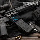 AR-15 Mag Well Skull Cyan Gun Skin Vinyl Wrap