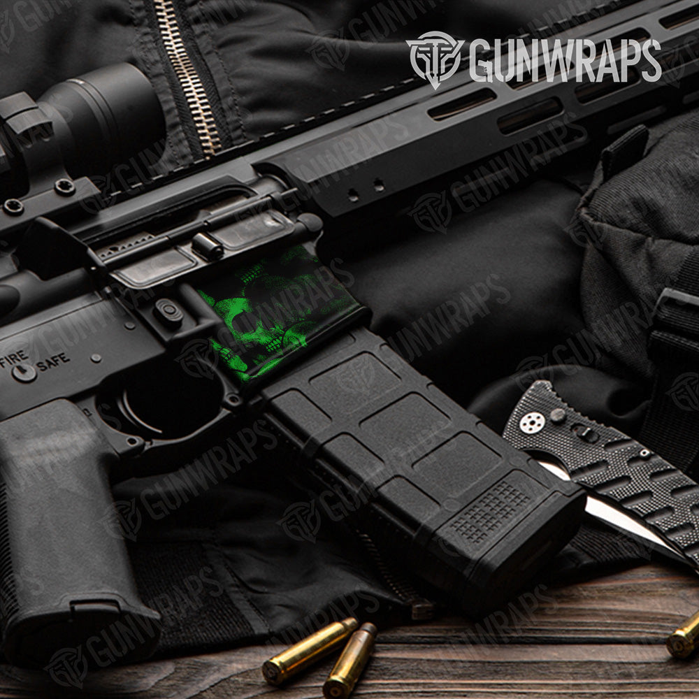 AR-15 Mag Well Skull Green Gun Skin Vinyl Wrap
