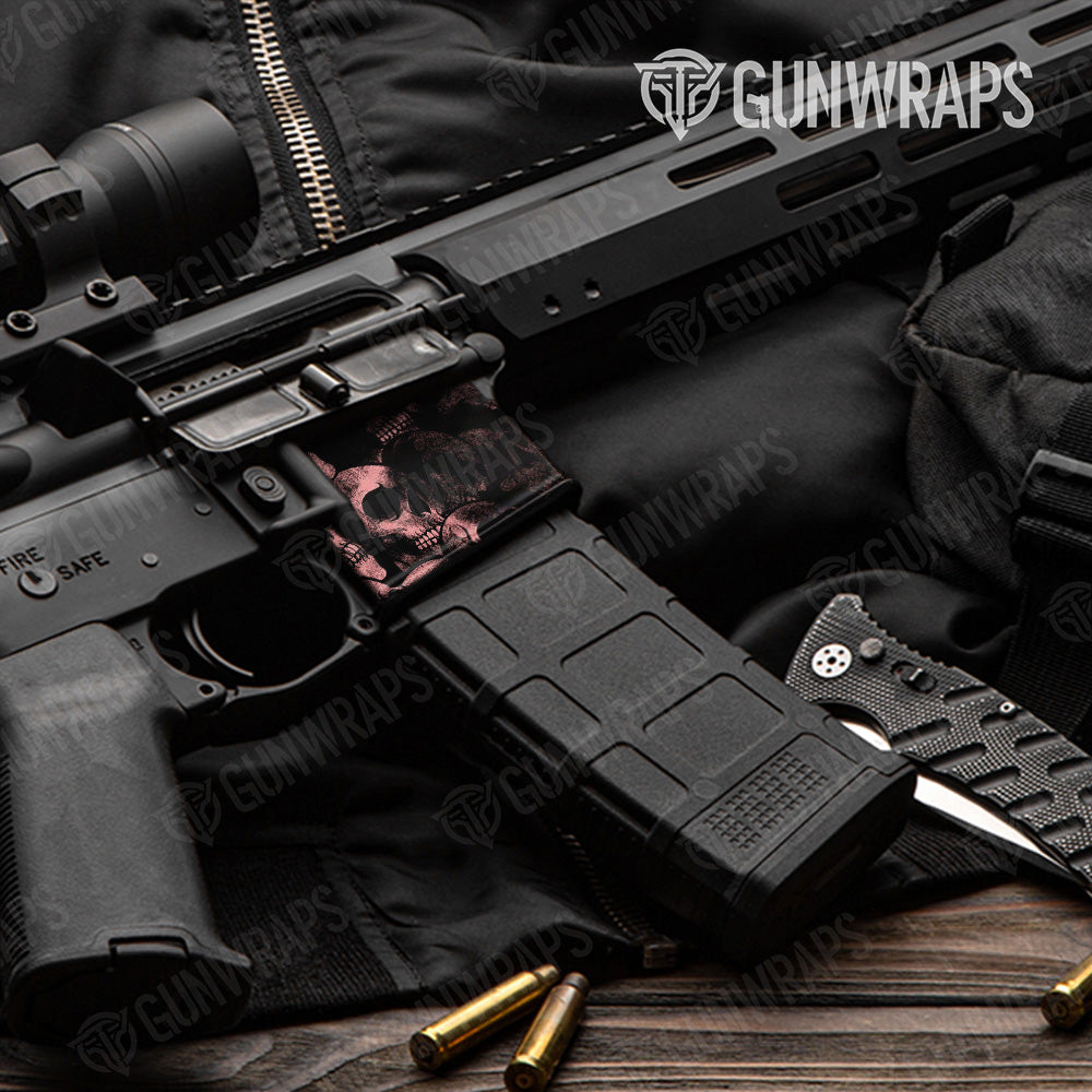 AR-15 Mag Well Skull Salmon Gun Skin Vinyl Wrap