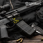 AR-15 Mag Well Skull Yellow Gun Skin Vinyl Wrap