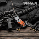 AR-15 Mag & Mag Well Broken Plaid Orange Tiger Gun Skin Vinyl Wrap