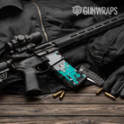 AR-15 Mag & Mag Well Broken Plaid Tiffany Blue Tiger Gun Skin Vinyl Wrap