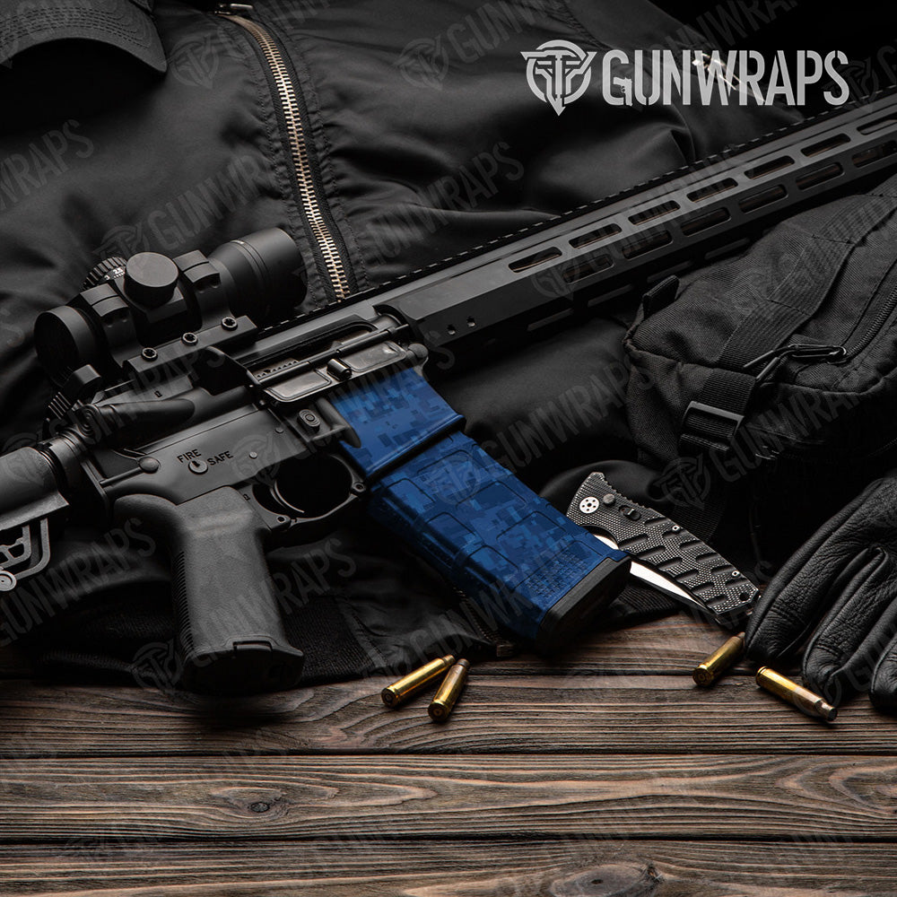 AR-15 Mag & Mag Well Digital Elite Blue Gun Skin Vinyl Wrap