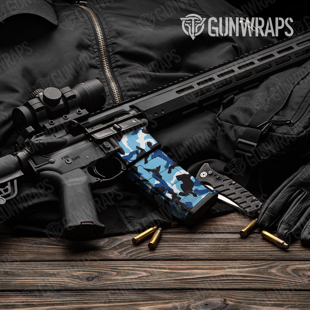 AR-15 Mag & Mag Well Erratic Baby Blue Gun Skin Vinyl Wrap