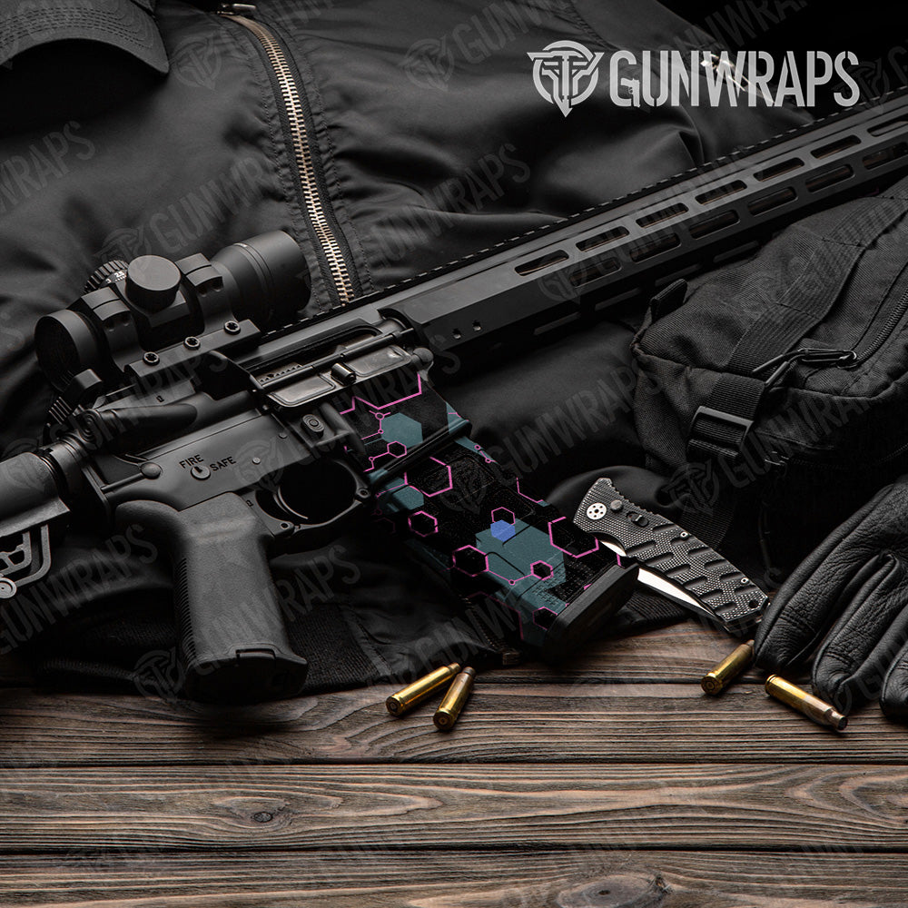 AR-15 Mag & Mag Well Hex DNA Magenta Frost Gun Skin Vinyl Wrap
