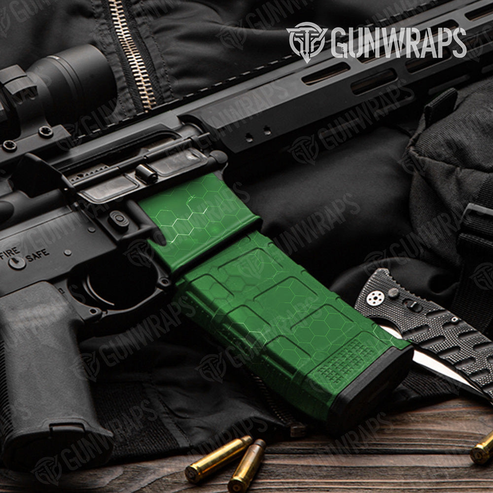 AR-15 Mag & Mag Well Hex Electric Green Gun Skin Vinyl Wrap