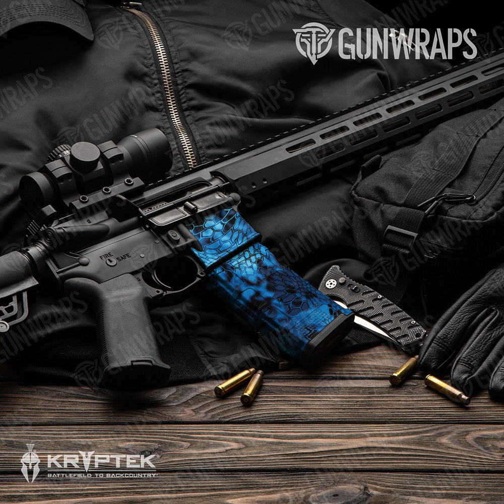 AR-15 Mag & Mag Well Kryptek Blue Lightning Gun Skin Vinyl Wrap