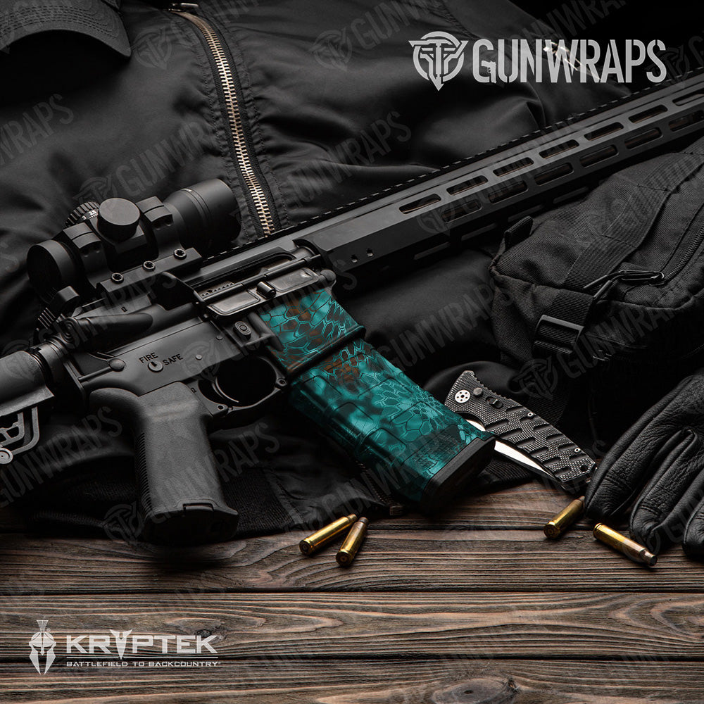 AR-15 Mag & Mag Well Kryptek Turquoise Gun Skin Vinyl Wrap