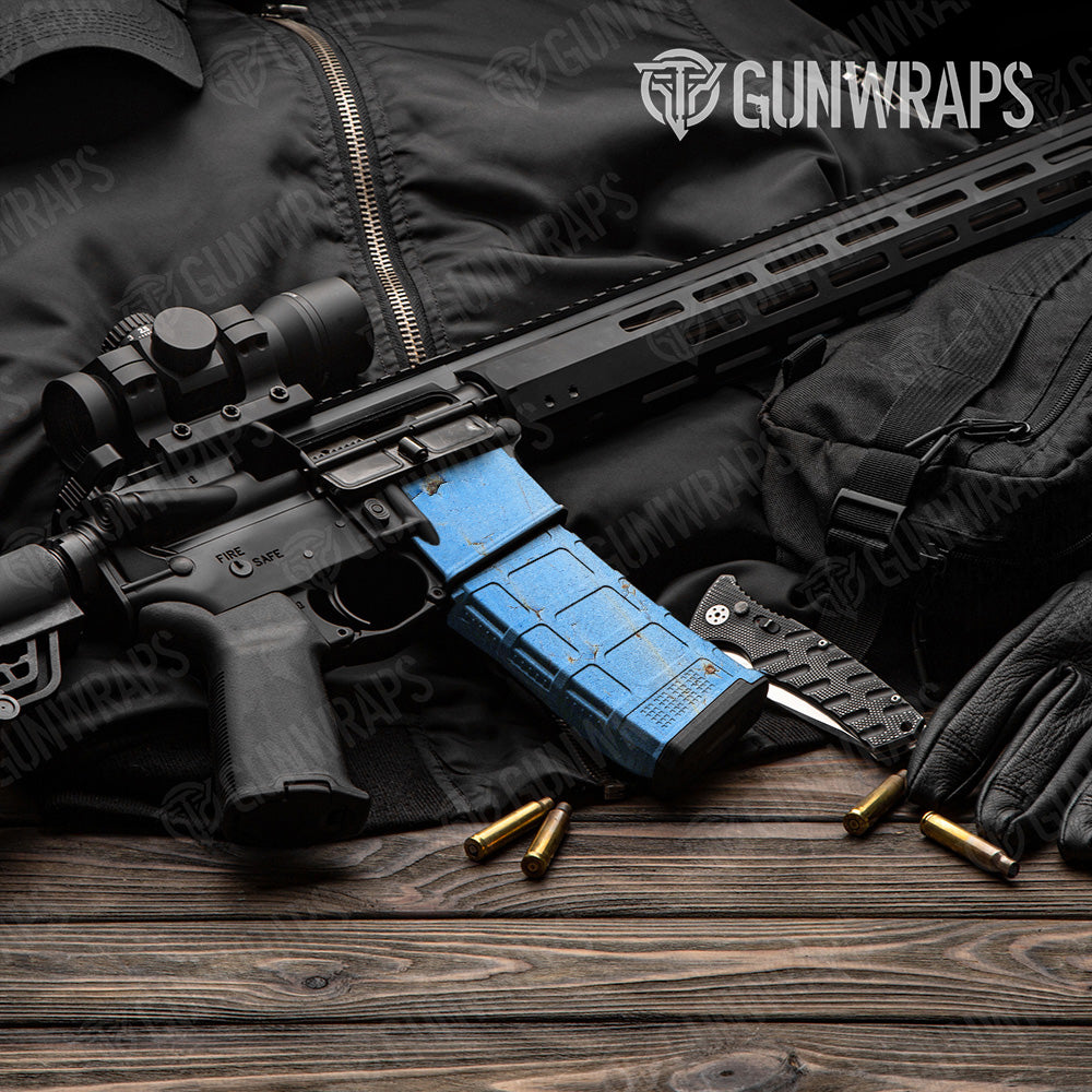 AR-15 Mag & Mag Well Rust 3D Baby Blue Gun Skin Vinyl Wrap