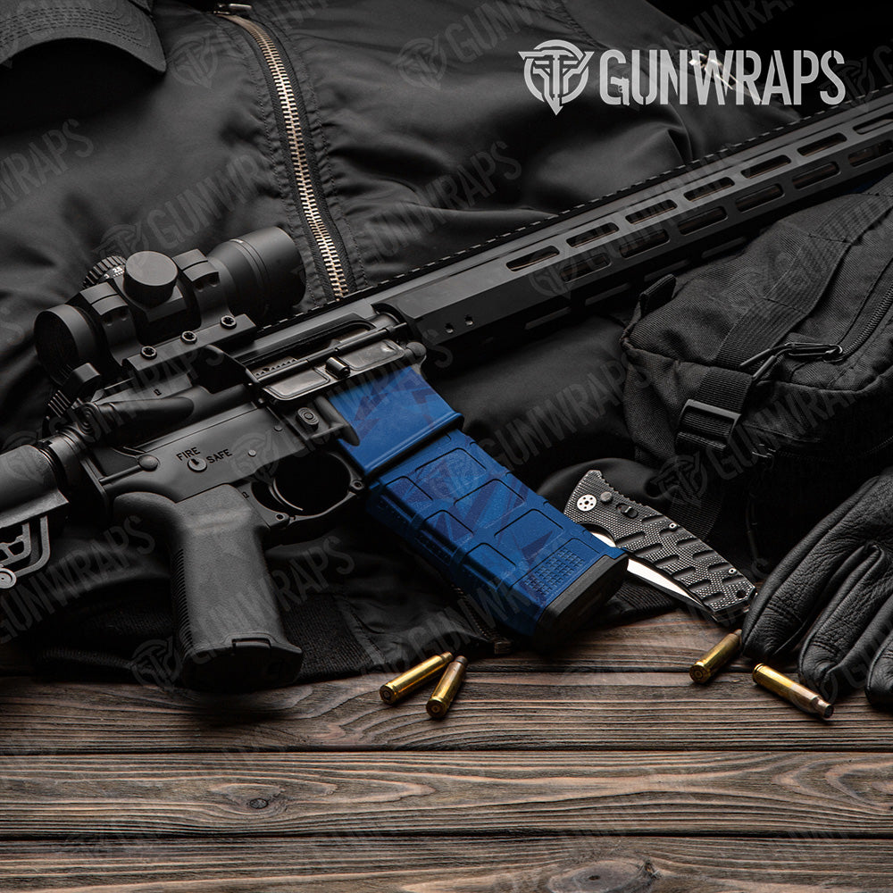 AR-15 Mag & Mag Well Sharp Elite Blue Gun Skin Vinyl Wrap