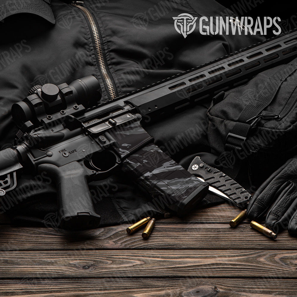 AR-15 Mag & Mag Well Vietnam Tiger Stripe Midnight Gun Skin Vinyl Wrap