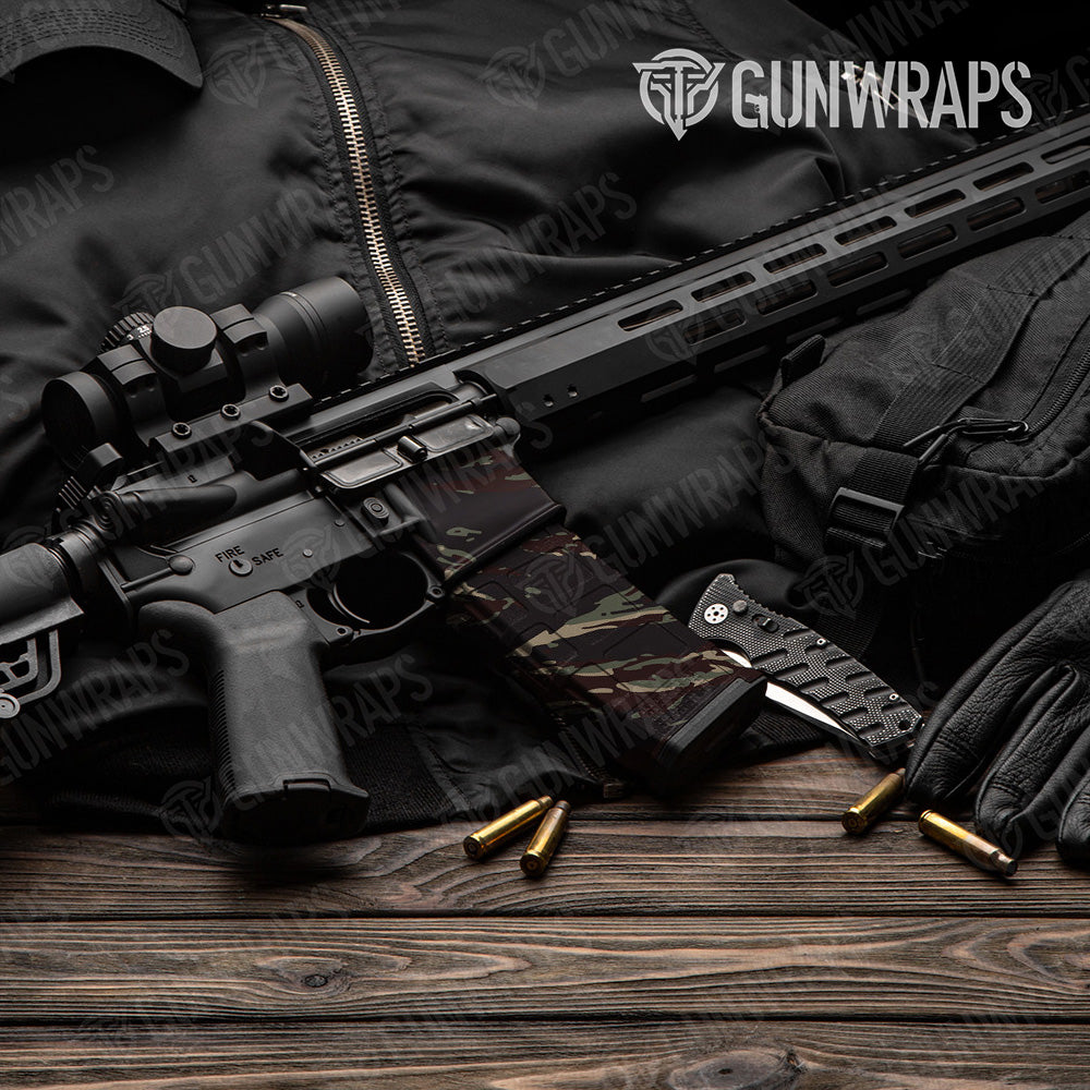 AR-15 Mag & Mag Well Vietnam Tiger Stripe Militant Blood Gun Skin Vinyl Wrap