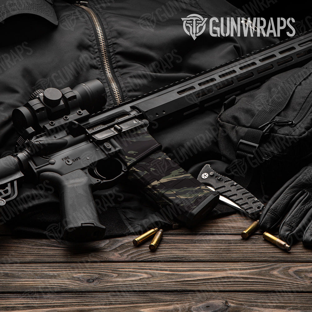 AR-15 Mag & Mag Well Vietnam Tiger Stripe Militant Charcoal Gun Skin Vinyl Wrap