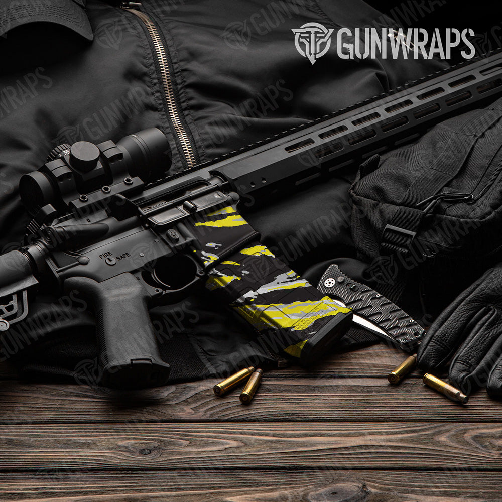 AR-15 Mag & Mag Well Vietnam Tiger Stripe Yellow Tiger Gun Skin Vinyl Wrap