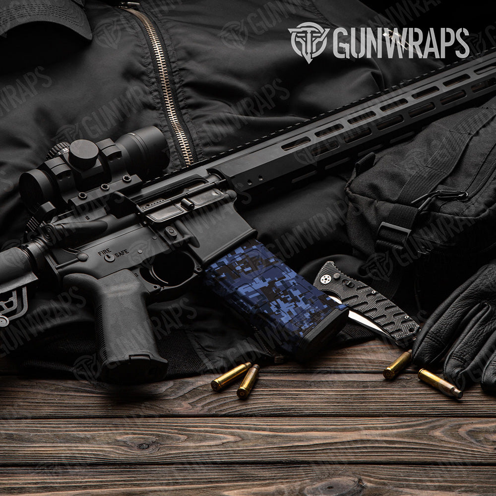 AR-15 Mag Digital Blue Midnight Gun Skin Vinyl Wrap