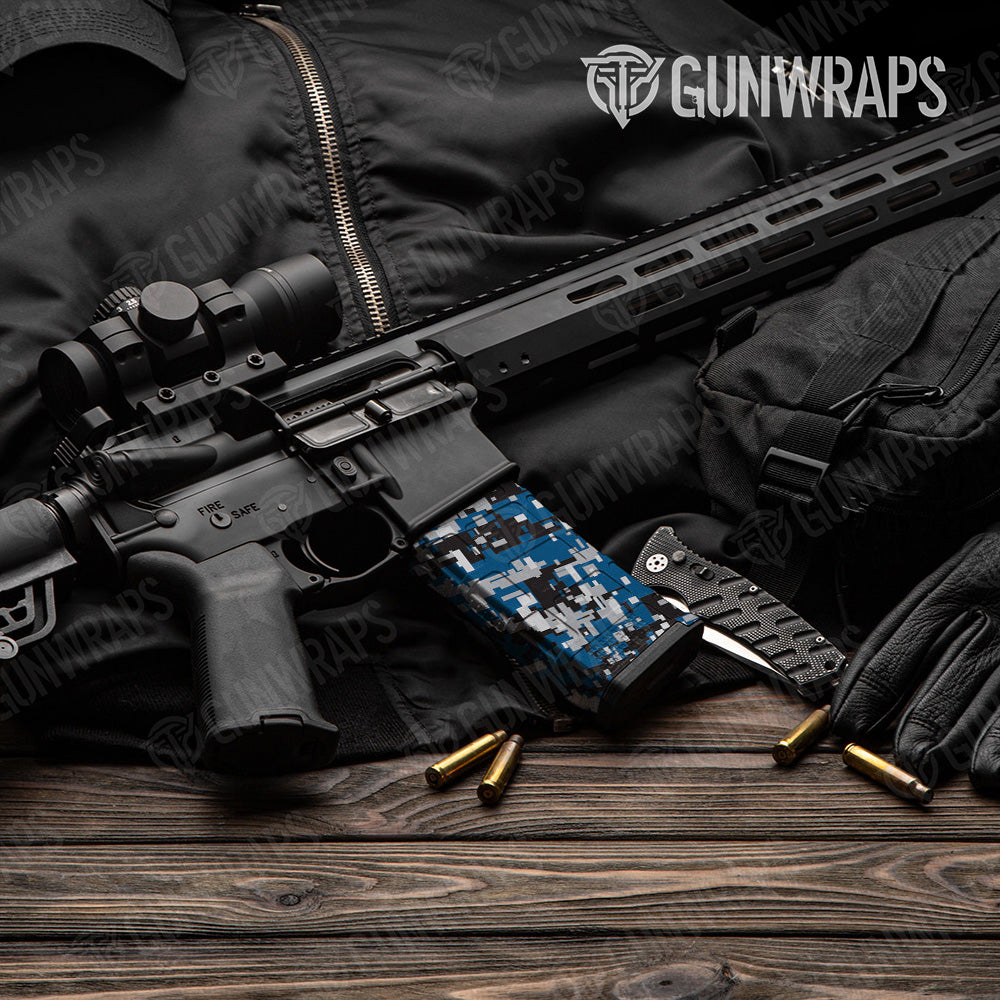 AR-15 Mag Digital Blue Tiger Gun Skin Vinyl Wrap