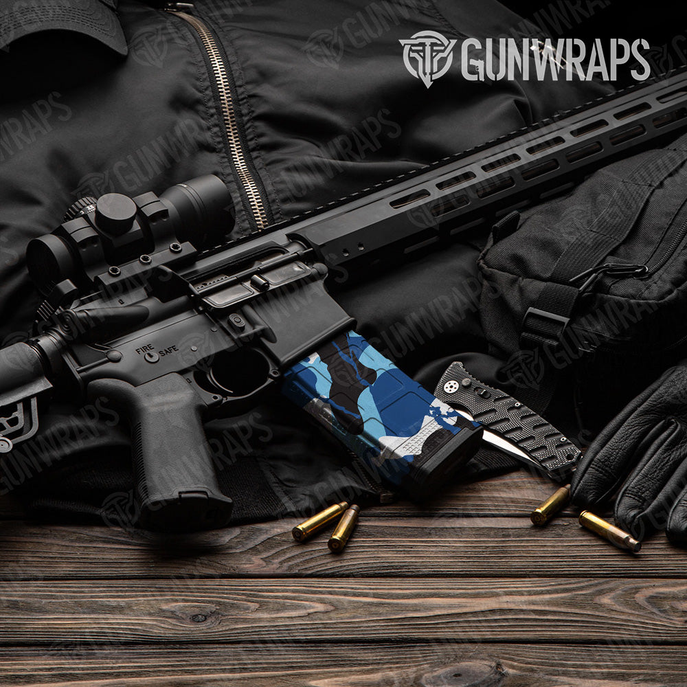 AR-15 Mag Ragged Baby Blue Gun Skin Vinyl Wrap