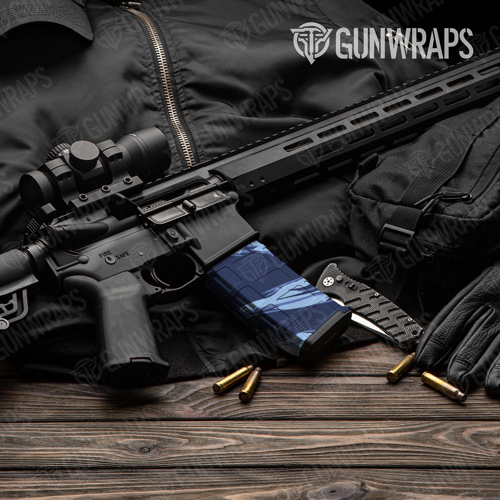 AR-15 Mag Shredded Blue Urban Night Gun Skin Vinyl Wrap