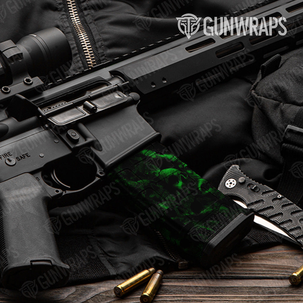 AR-15 Mag Skull Green Gun Skin Vinyl Wrap