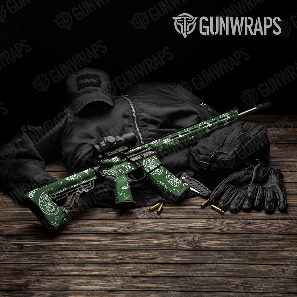 Bandana Green And White Gun Skin Vinyl Wrap
