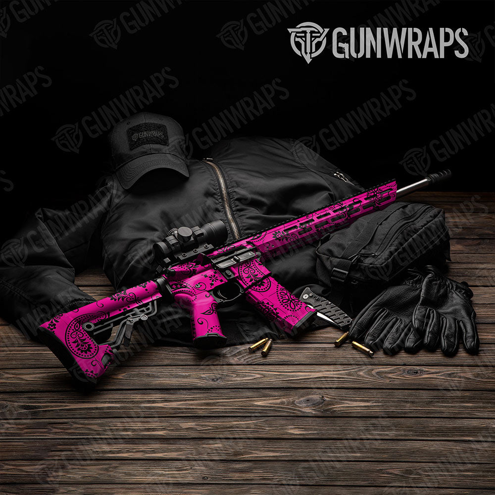 Bandana Magenta And Black Gun Skin Vinyl Wrap