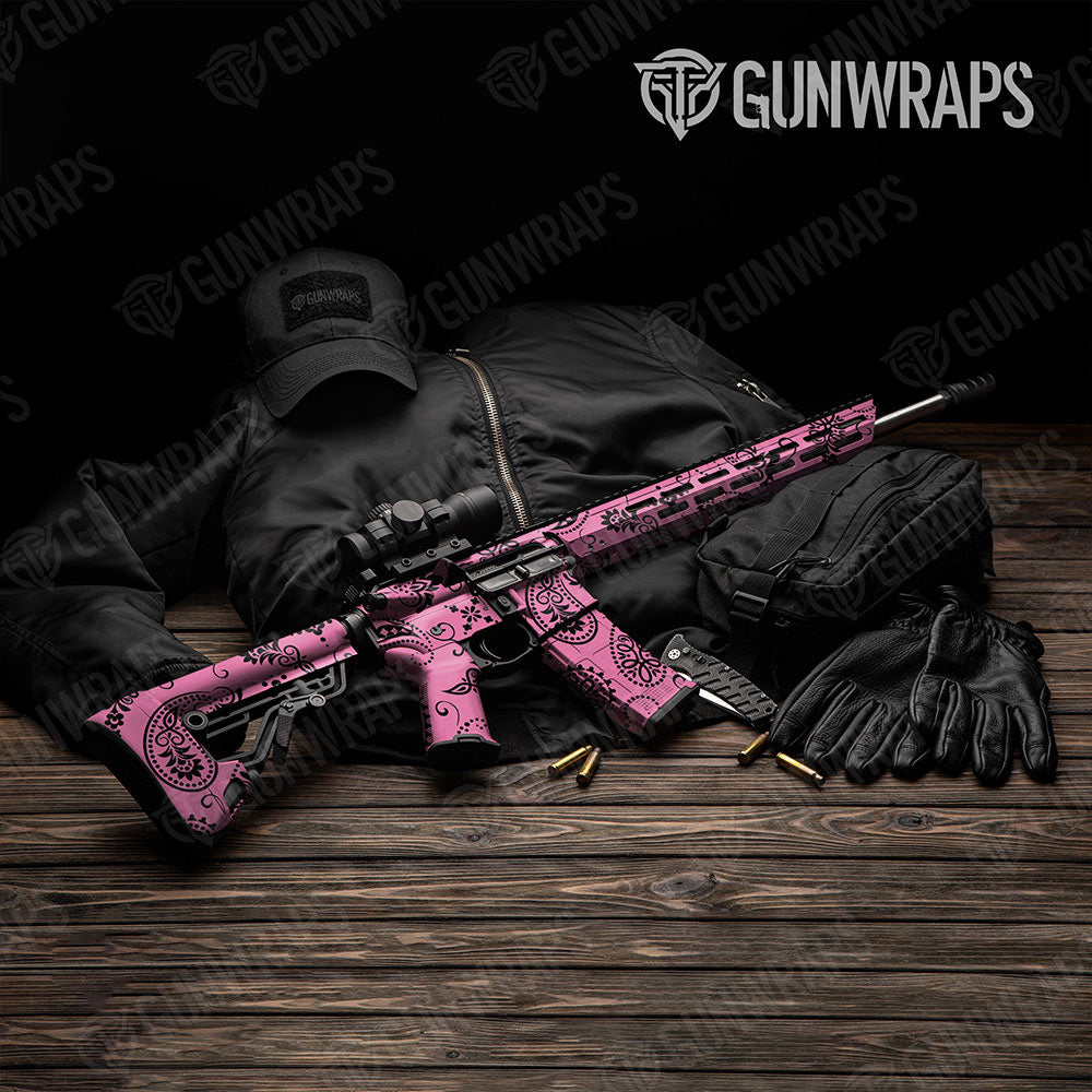 Bandana Pink And Black Gun Skin Vinyl Wrap