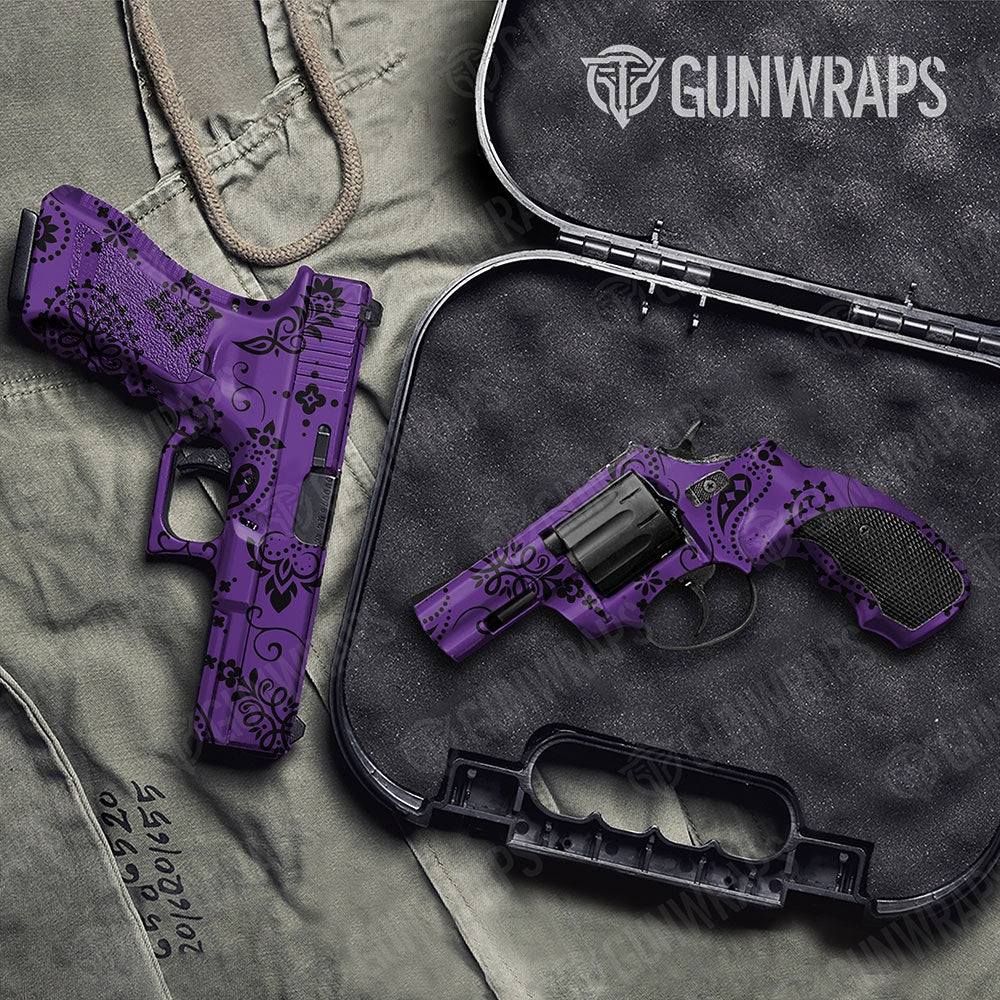 Bandana Purple And Black Gun Skin Vinyl Wrap