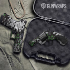 Broken Plaid Green Tiger Gun Skin Vinyl Wrap