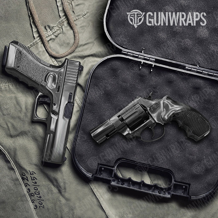 Handgun Chrome Black Gun Skin Vinyl Wrap