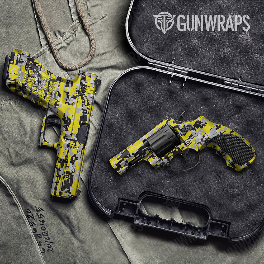 Digital Yellow Tiger Gun Skin Vinyl Wrap