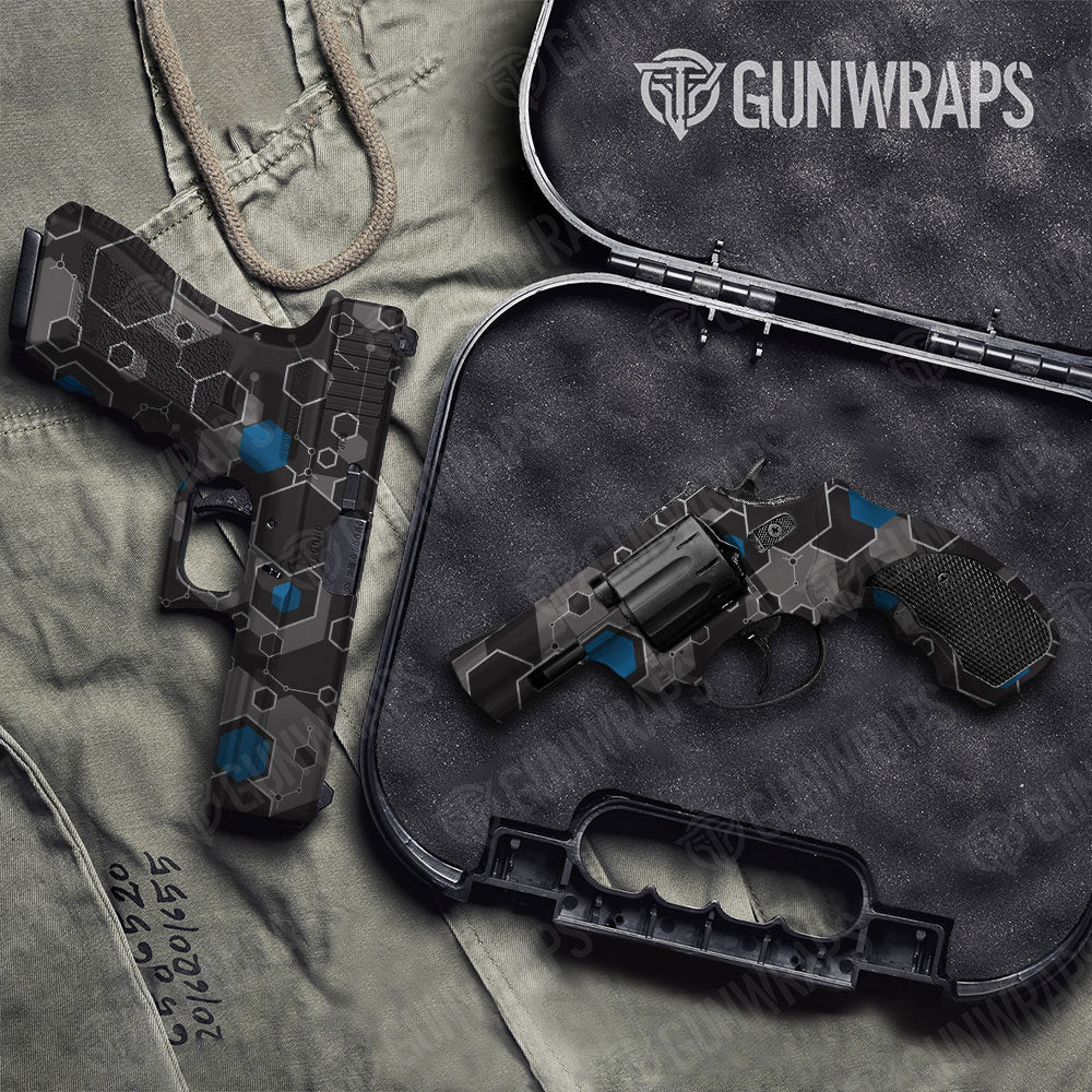 Hex DNA Blue Gun Skin Vinyl Wrap