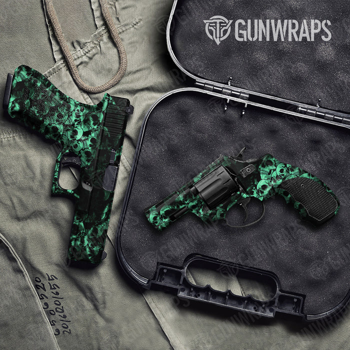 Handgun Skull Aquamarine Gun Skin Vinyl Wrap
