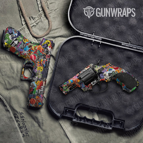 Sticker Bomb Pistol & Revolver Gun Skin Vinyl Wraps