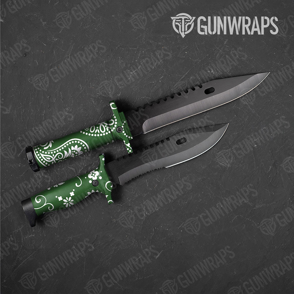 Bandana Green And White Gun Skin Vinyl Wrap