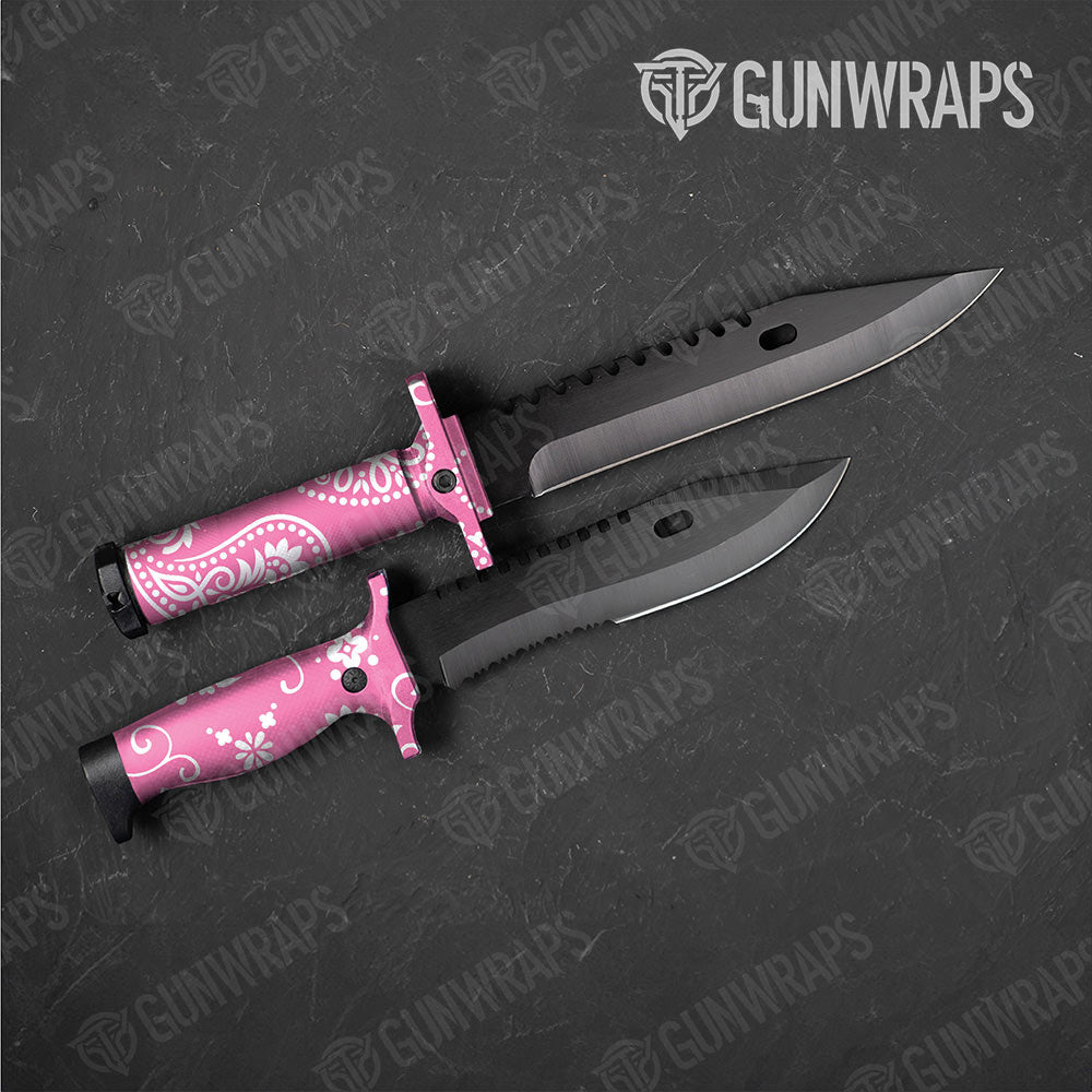 Bandana Pink And White Gun Skin Vinyl Wrap