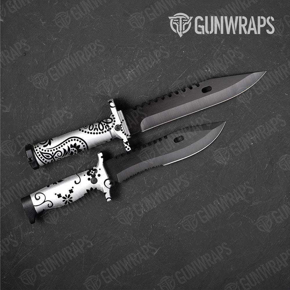 Bandana White And Black Gun Skin Vinyl Wrap