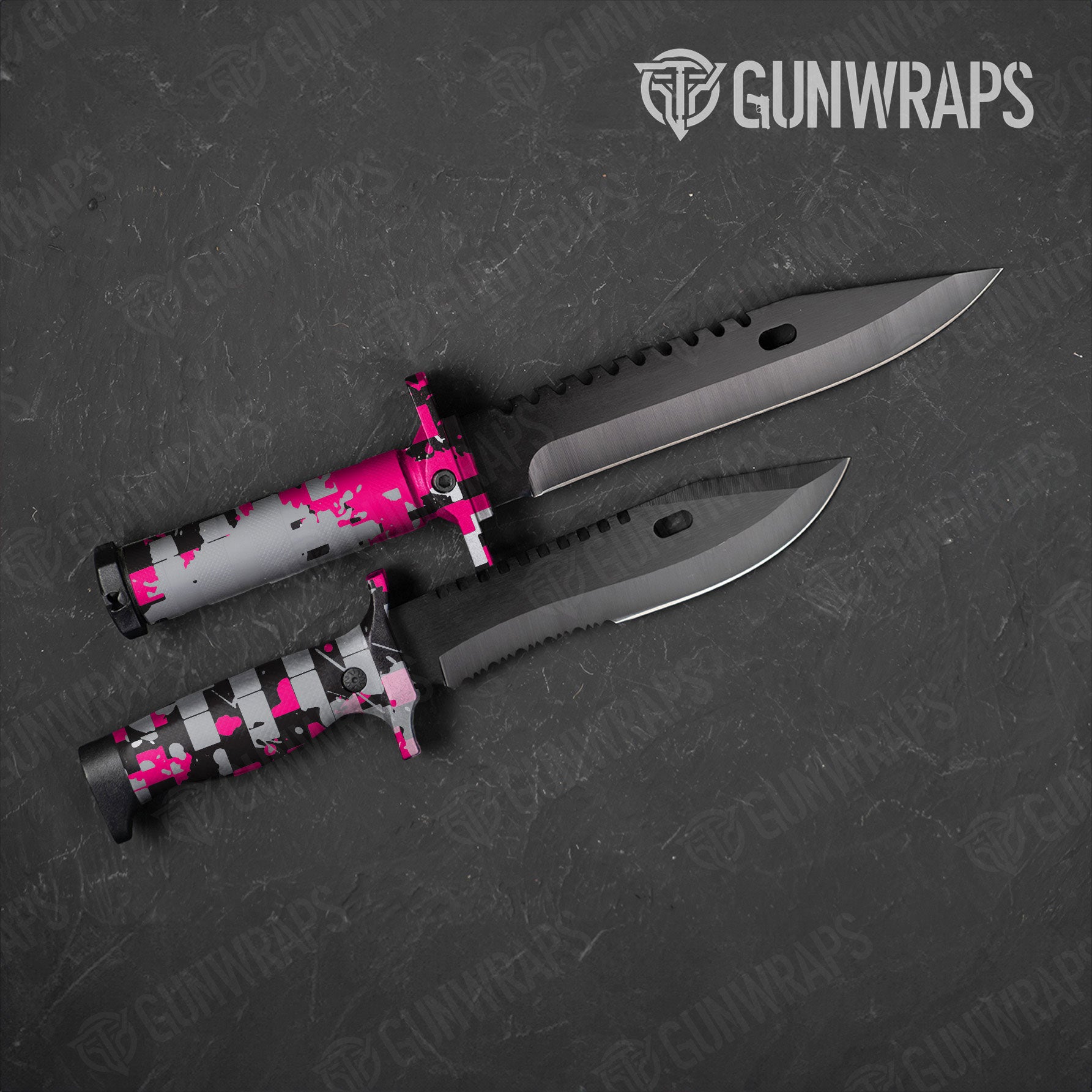Broken Plaid Magenta Tiger Gun Skin Vinyl Wrap