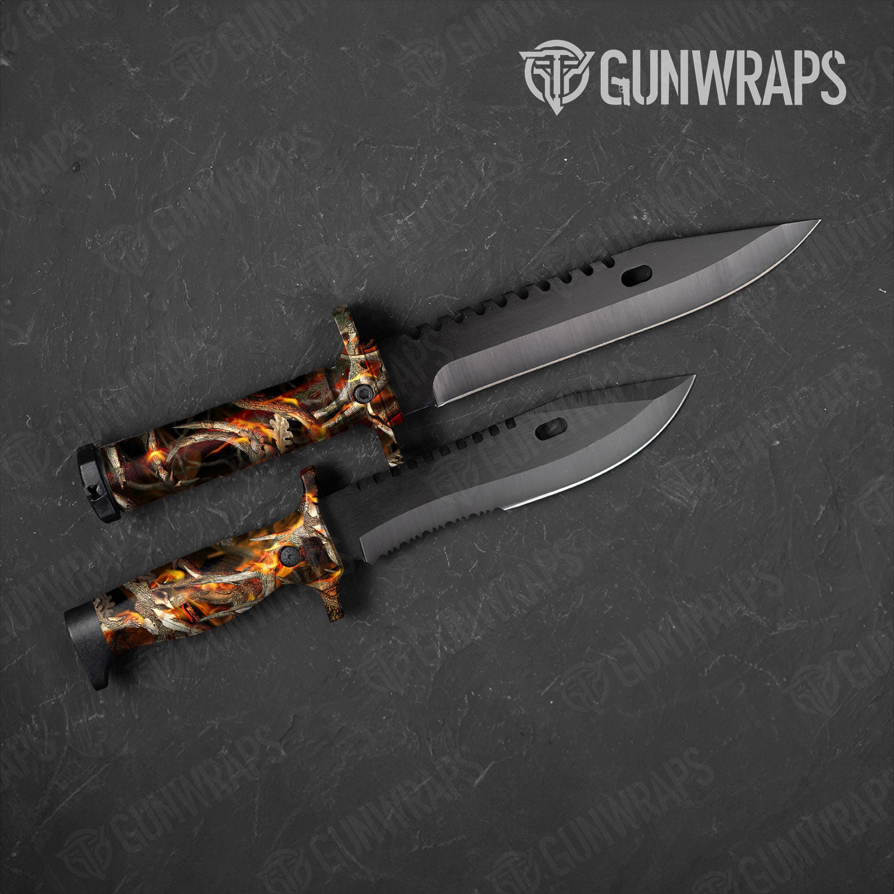 Nature Burning Buck Skull Gun Skin Vinyl Wrap