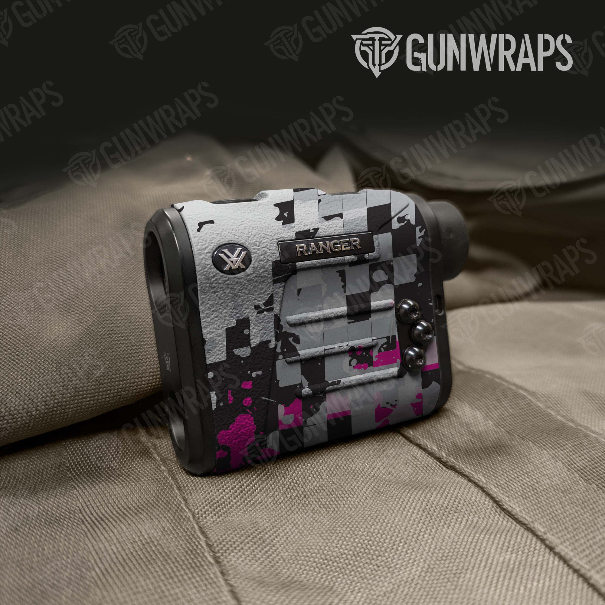 Broken Plaid Magenta Tiger Gun Skin Vinyl Wrap