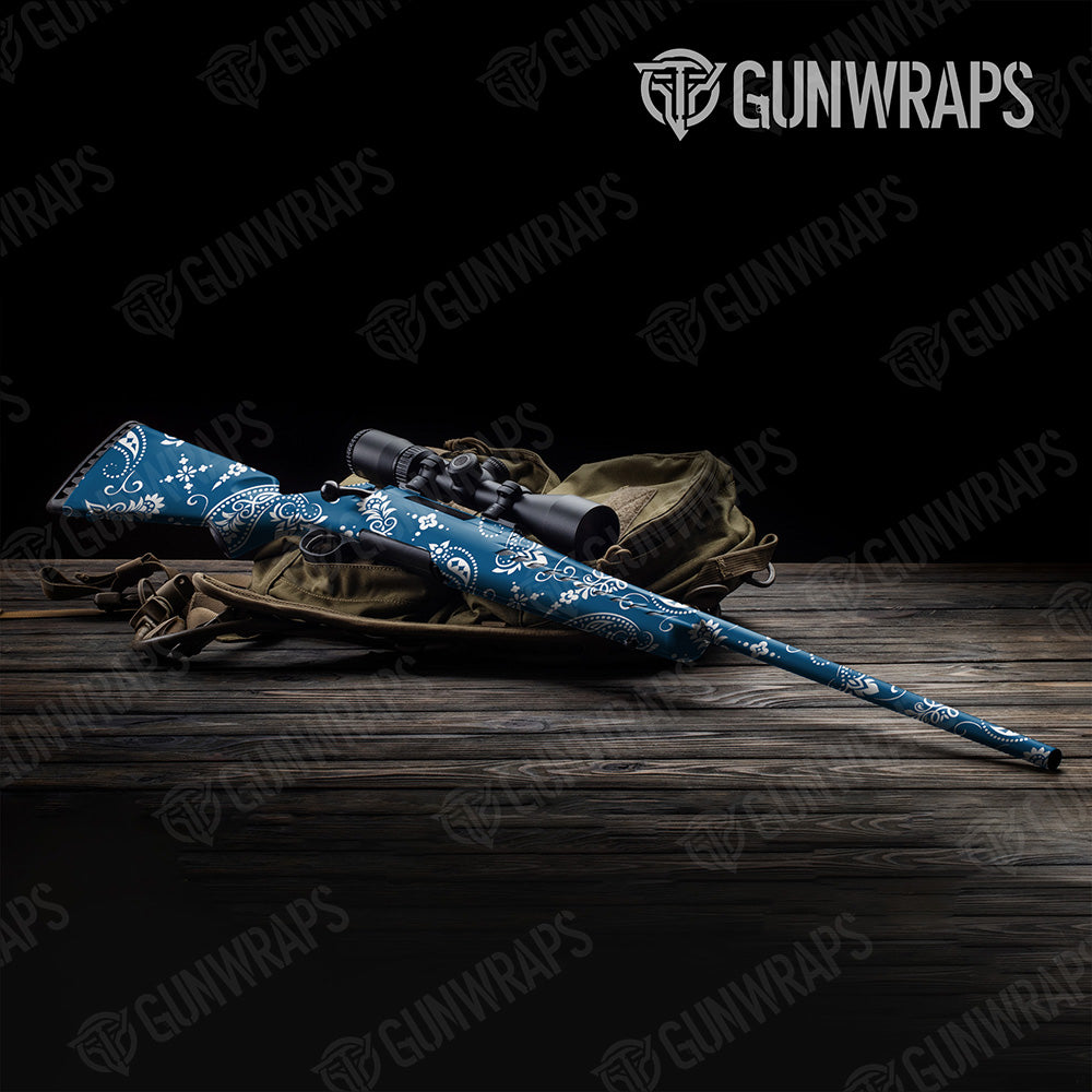 Bandana Blue And White Gun Skin Vinyl Wrap