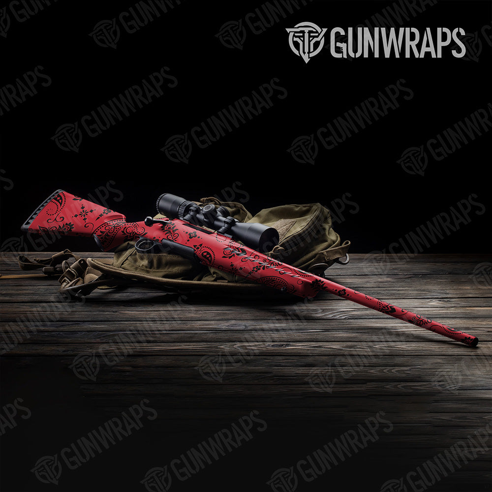 Bandana Red And Black Gun Skin Vinyl Wrap