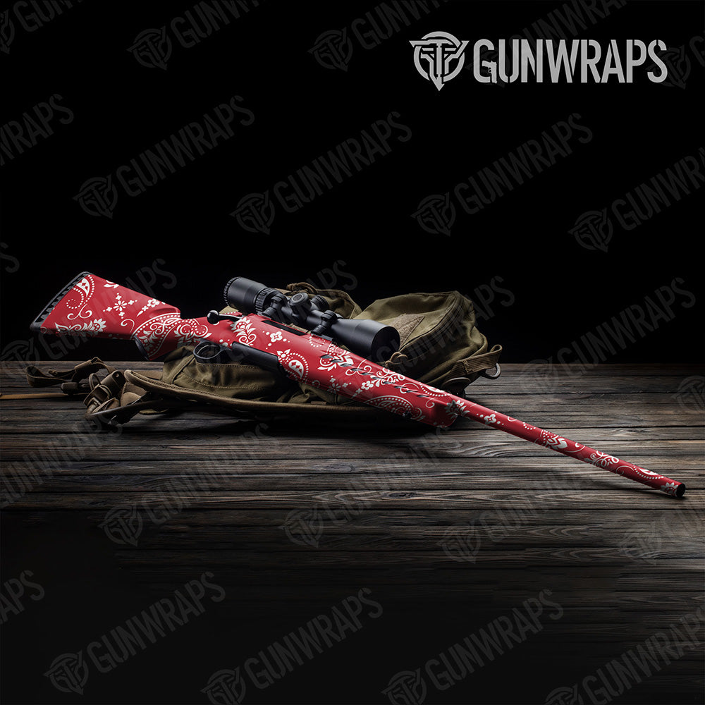 Bandana Red And White Gun Skin Vinyl Wrap