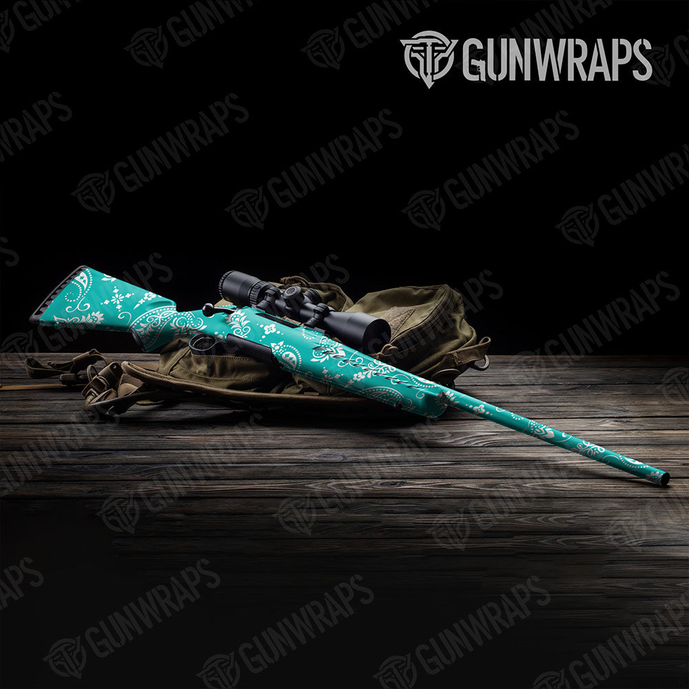 Bandana Tiffany Blue And White Gun Skin Vinyl Wrap