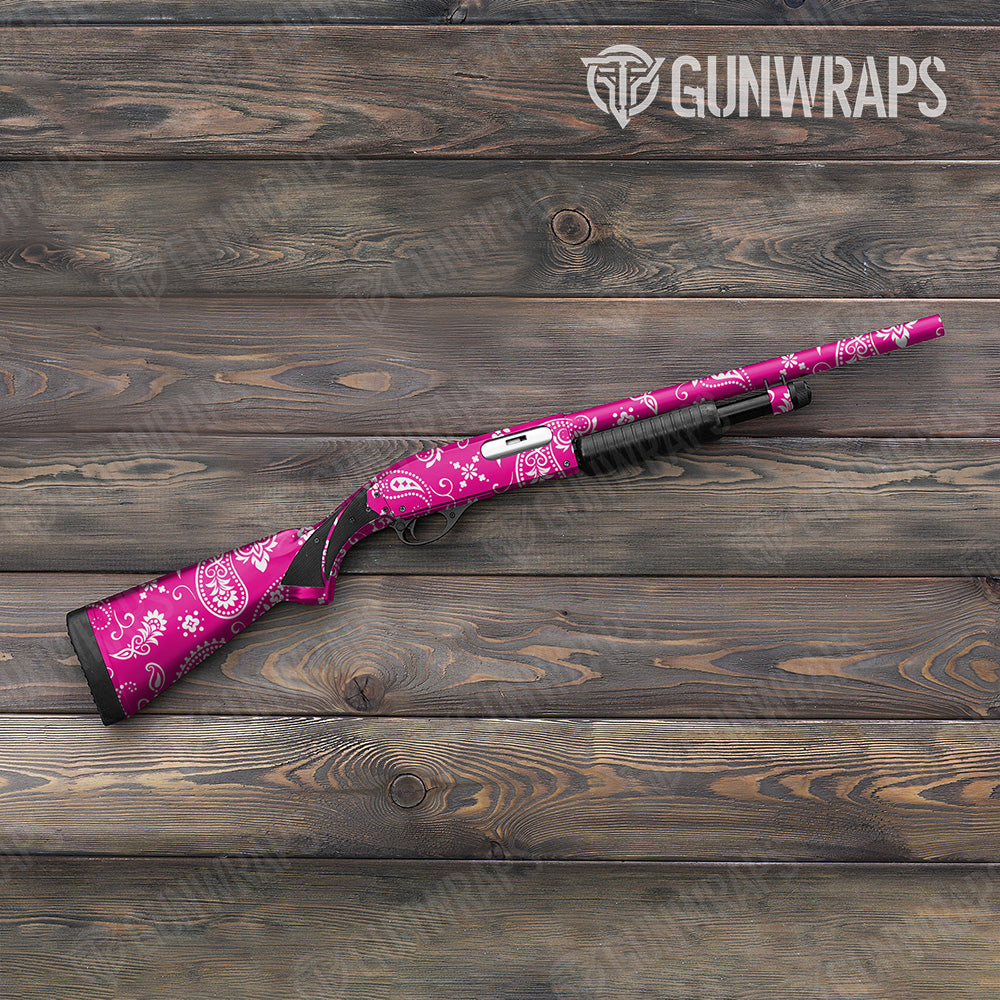 Bandana Magenta And White Gun Skin Vinyl Wrap