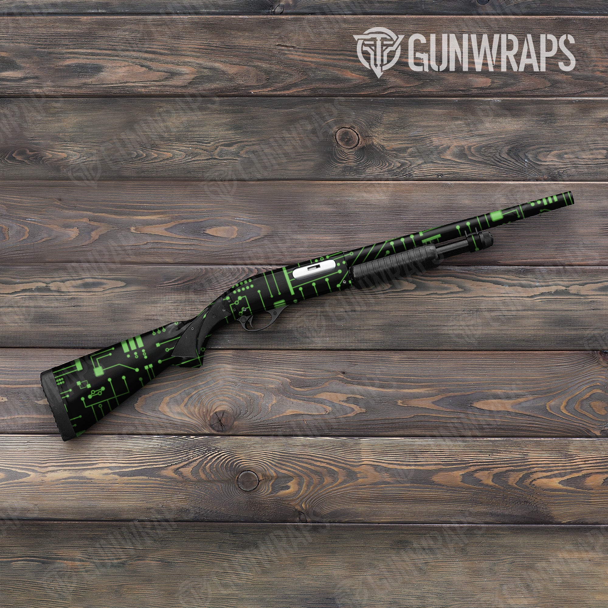 Shotgun Circuit Board Green Gun Skin Vinyl Wrap