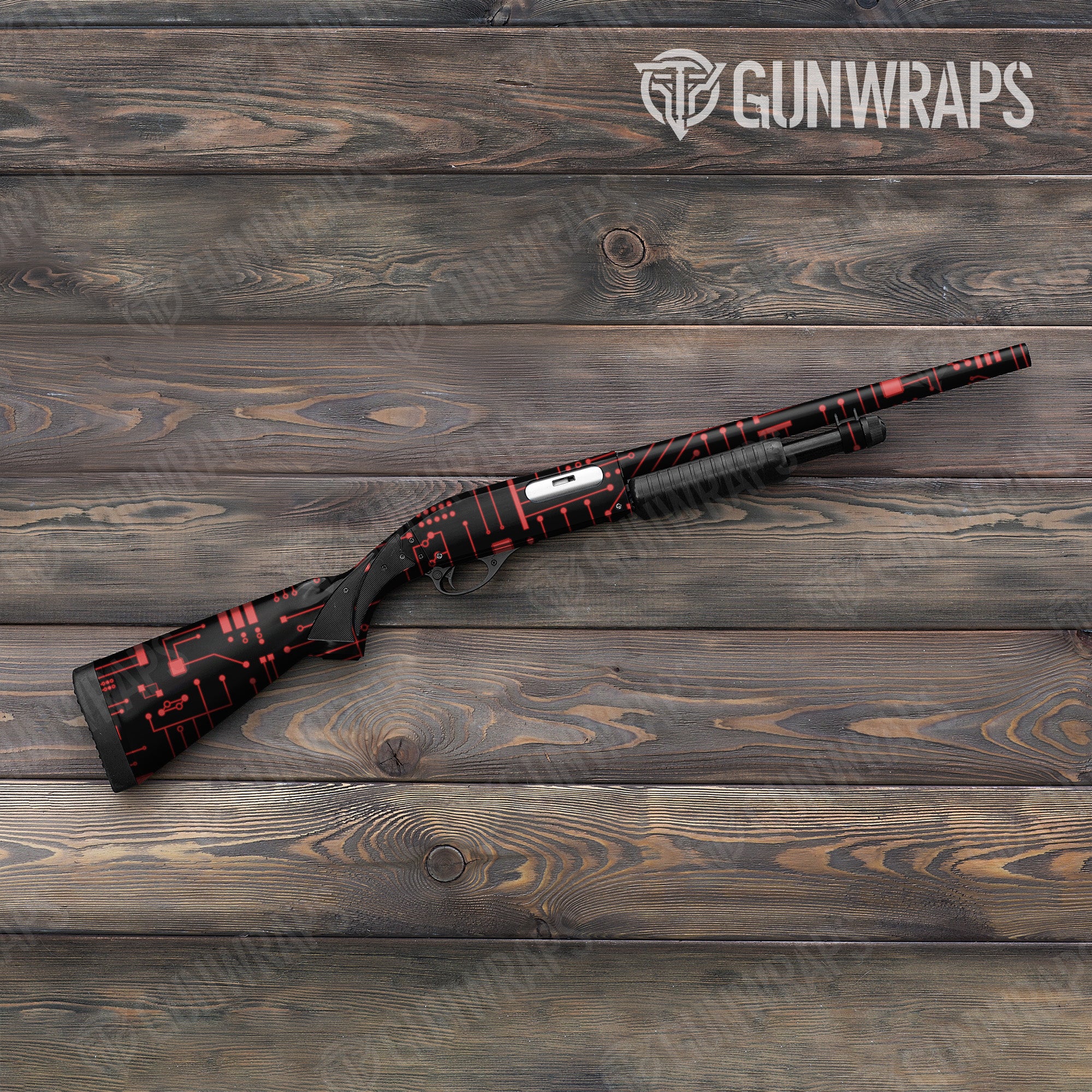 Circuit Board Red Gun Skin Vinyl Wrap