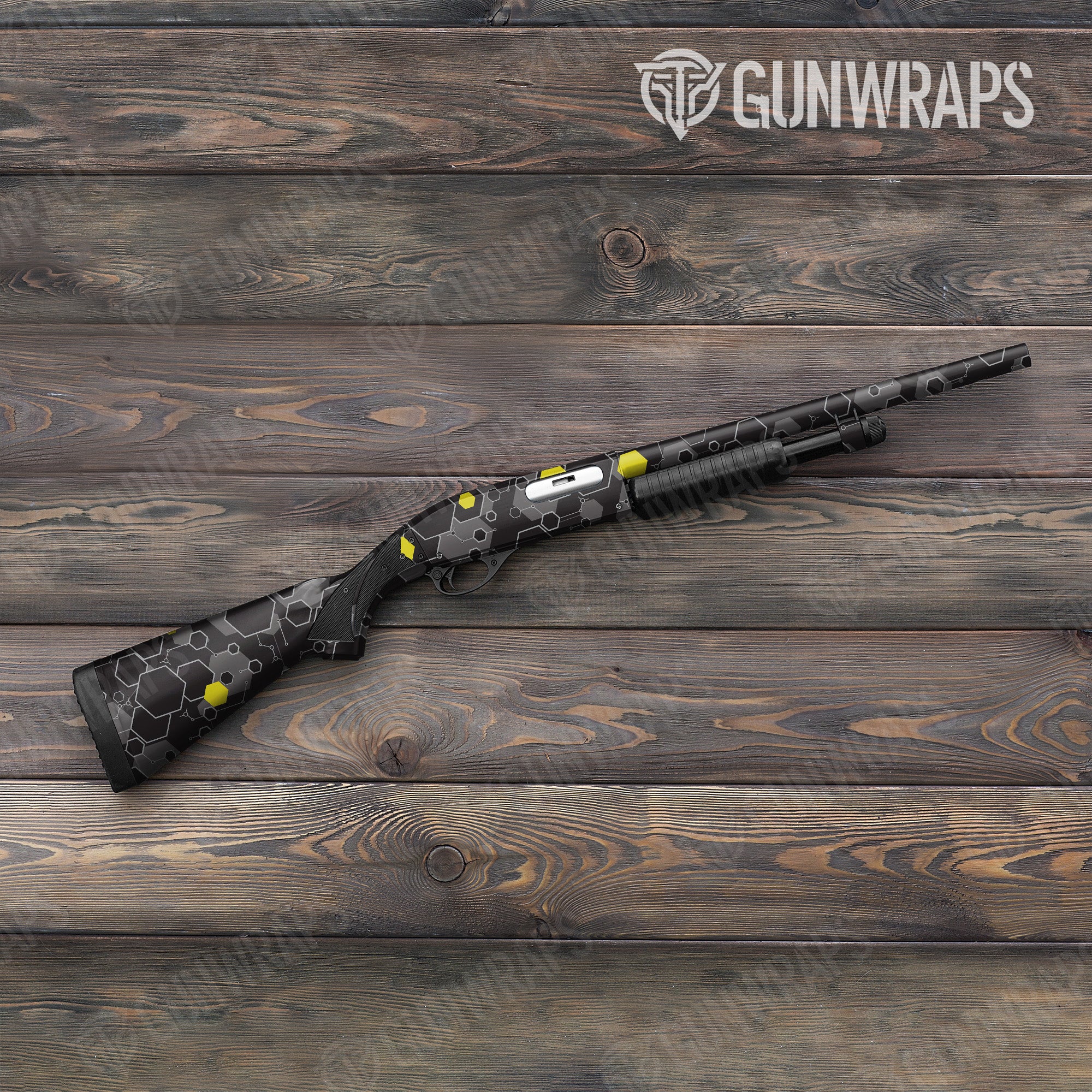 Hex DNA Yellow Gun Skin Vinyl Wrap