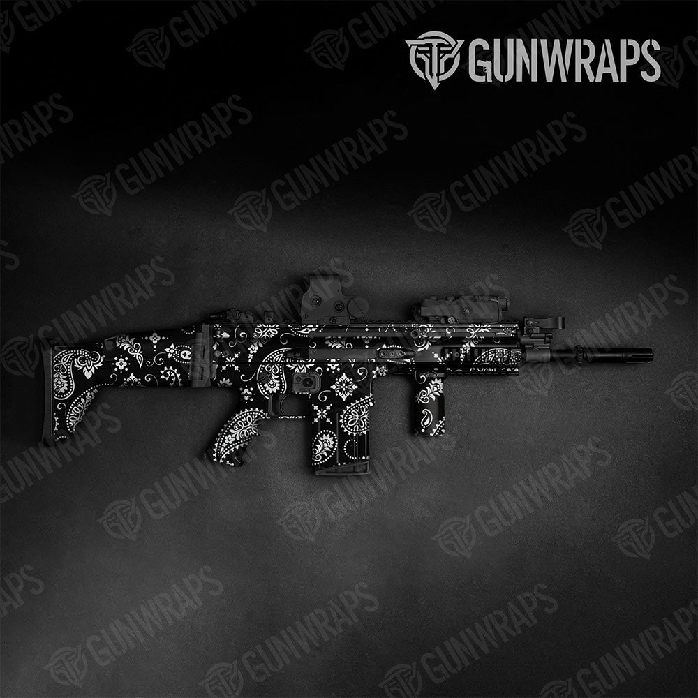 Bandana Black And White Gun Skin Vinyl Wrap